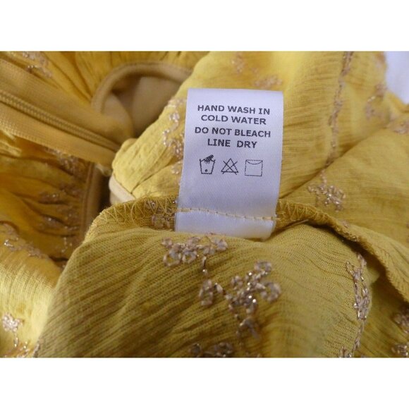 VICI Womens Small Babydoll Top Divine Puff Sleeve Peasant Boho Mustard - Picture 7 of 9